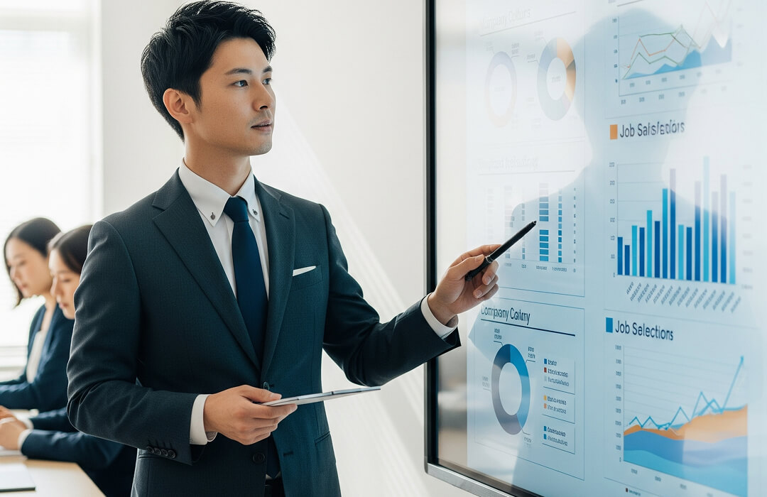 企業分析している様子